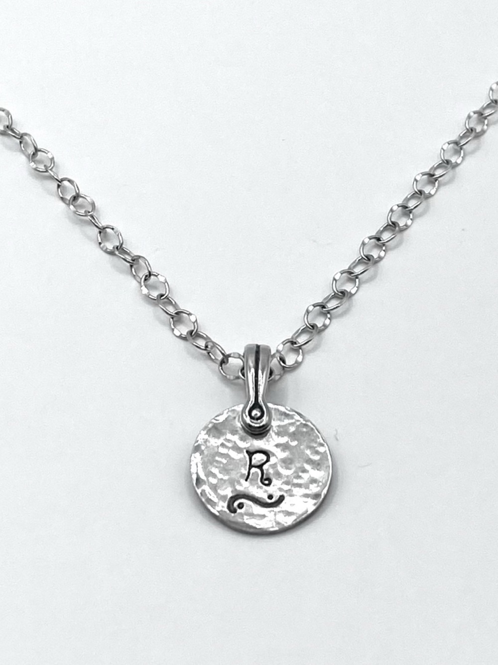 Clarity .925 Sterling Silver Antiqued Initial R Charm Mood Boosting 18” Necklace